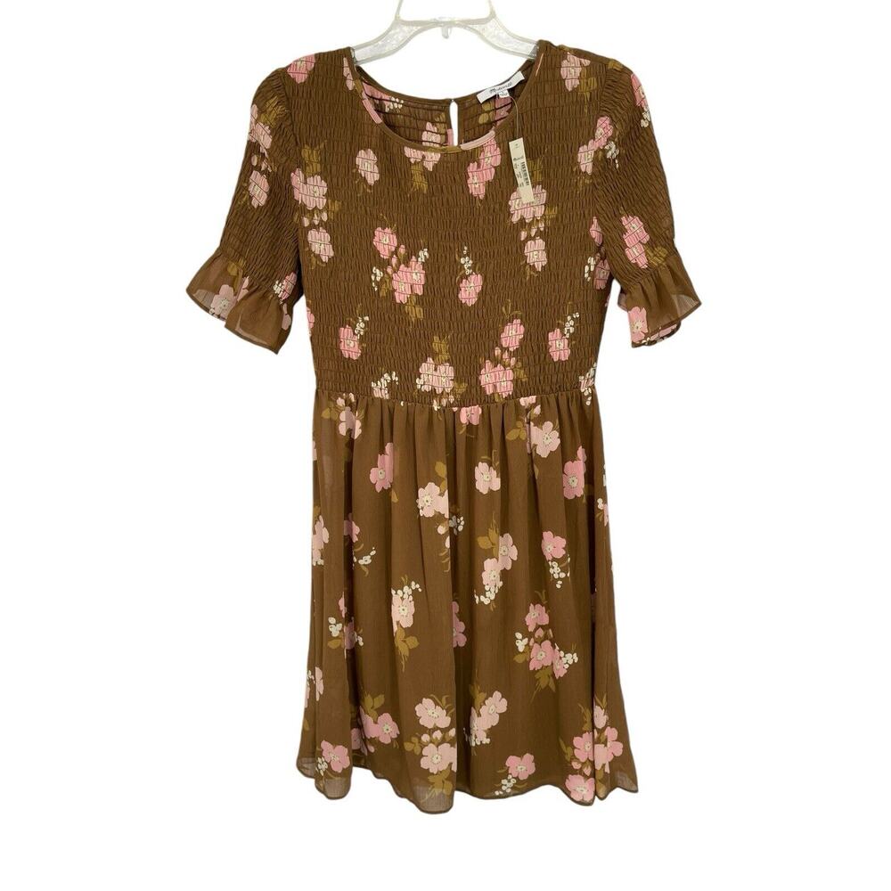 NWT Madewell Smocked Top Dress In Retro Bouquet Vintage Weathered Olive Small